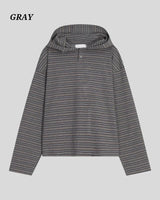 (UNISEX) Multi Stripe Hood Long Sleeve