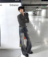 Greenwashed maxi flared jeans