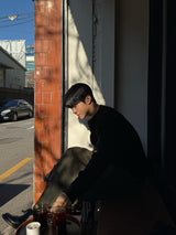City wool one tuck wide pants