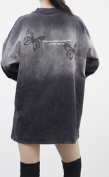 (Unisex) ヘックスバタフライウォッシングロングTシャツ