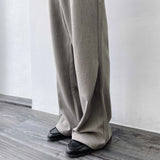 Hem-Pleated Flared Wide Trousers