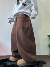 ピーチフリース🍑アメリカンビッグオーバーコットンバルーンパンツ 🤎💜🖤3COLOR