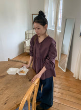 26SS★ [BAONHAUS] Lumie Check Ribbon Blouse
