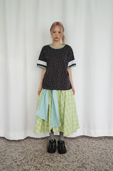 チェックタイスカート (yellowish green)