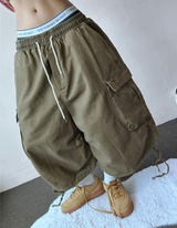 Down Loaf Two-Style Pigment Balloon Cargo Bermuda Shorts 3color