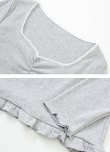 ルアシャーリングレースフリルリブTシャツ (4color)