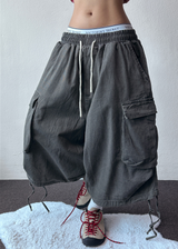 Down Loaf Two-Style Pigment Balloon Cargo Bermuda Shorts 3color