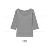 Stay U-Neck Three Quarter T-Shirt