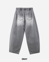 Cement Curved Denim Pants