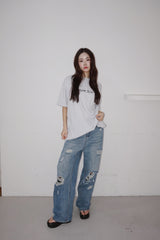 プレミアムコットンオーバーサイズフィットラウンド半袖Tシャツ