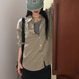 [UNISEX] スケット 秋 チェック オーバーサイズ フィット 長袖シャツ