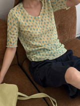 フラワー メッシュTシャツ