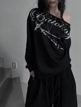 eyelet one-shoulder lettering mtm (2color)