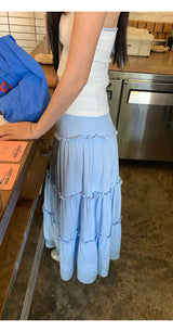 sky frill cancan long skirt