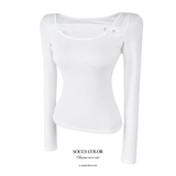 アイレットスナップスリットUネックトップ (2color)
