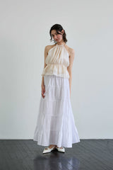 PEARL HALTERNECK TOP / IVORY