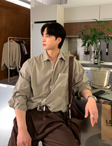 Glass Pigment Basic Cotton Shirt 