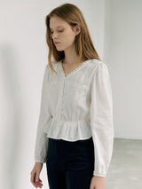 LACE SCALLOP BLOUSE WHITE