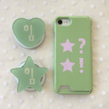Dot Star Pea green Card Wallet Glossy Hard Case