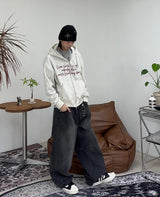 Rough Curved Washed Denim Pants