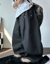 ストライプスナップデニムバルーンロングパンツ 💙🖤2カラー