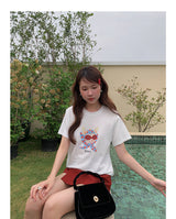 ビーズグラスグラフィッククルーネックTシャツ
