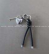 Heart key strap layered keyring