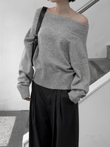 Leno One-Shoulder Off-Knit Top