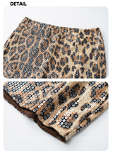 sequined leopard mini skirt
