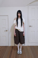 Peahen shirring balloon blouse