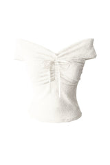 Claire Off-Shoulder Shirring Ribbon Top