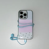 [MADE] [+MagSafe] ドッティ ストライプ フォンケース ピンク (glass silver bumper)