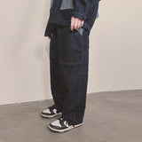 stripe patch denim pants_blue