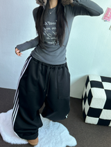 FLEECE❤TRACK BIG POCKET LONG WIDE BALLOON PANTS 🖤🩶💛4COLOR