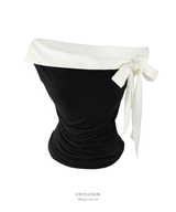 Claire Ribbon Off-Shoulder Top (2color)