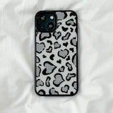 [MADE][Glass Bumper Case] Heart Leopard Drawing Case ⋆ Light Gray