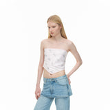 sai logo satin hotfix strapless top