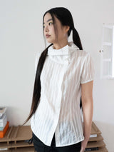 ドレープカラー ブラウス (WHITE)