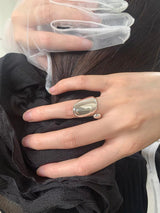 Bold silver water drop open ring