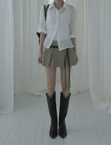 Bowty Pleated Button Skirt Pants