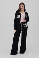 09 Numbering straight pants, Black