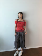 Shirring harem pants 