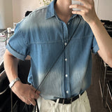 LMN ラボカットブラッシュ半袖デニムシャツ (2 colors)