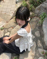 Rease Dot Puff Strap Blouse