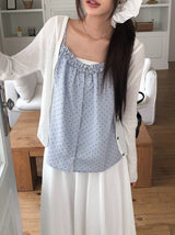 Dough Dot Frill Button Sleeveless