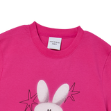 25SSナインティーズレトロバニーウーマンショートスリーブTシャツ ホットピンク