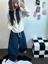 TEDDY FLEECE🤎🐻 S-L🧸3SIZE LONG WIDE HEATER PANTS 🤎💙💚3COLOR