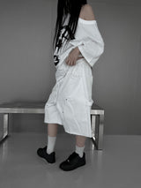 rivet flow bermuda pants (3color)