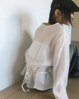 Hash see-through frill layered blouse