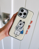 ブルーバッグエポキシシルバーバンパースマートフォンケース(Cream Color)